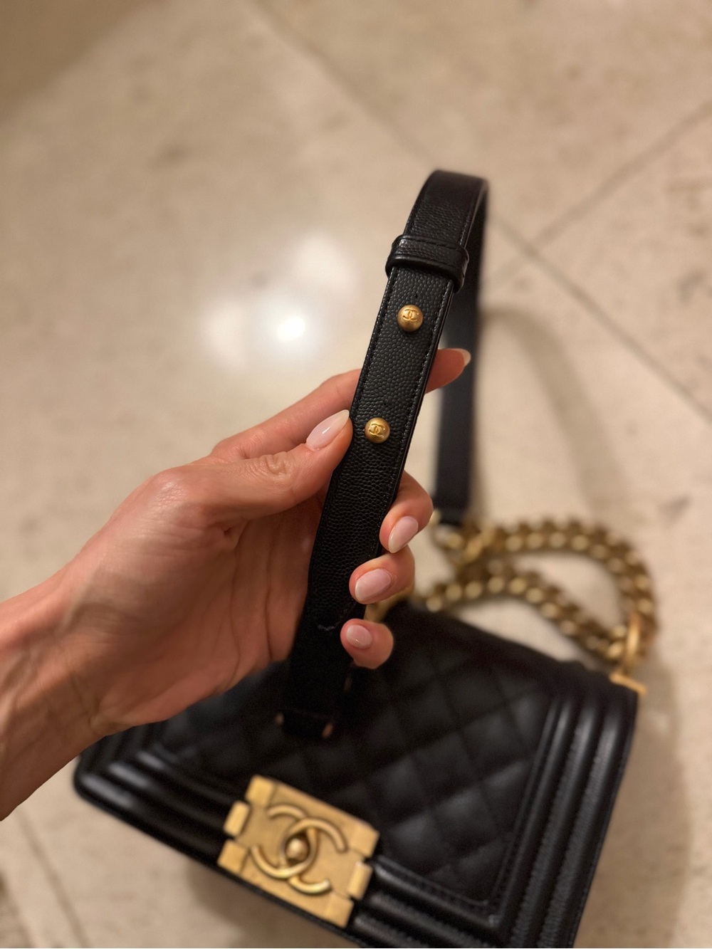 CHANEL Black Quilted Boy Crossbody with Gold Hardware - Picture 2 of 11